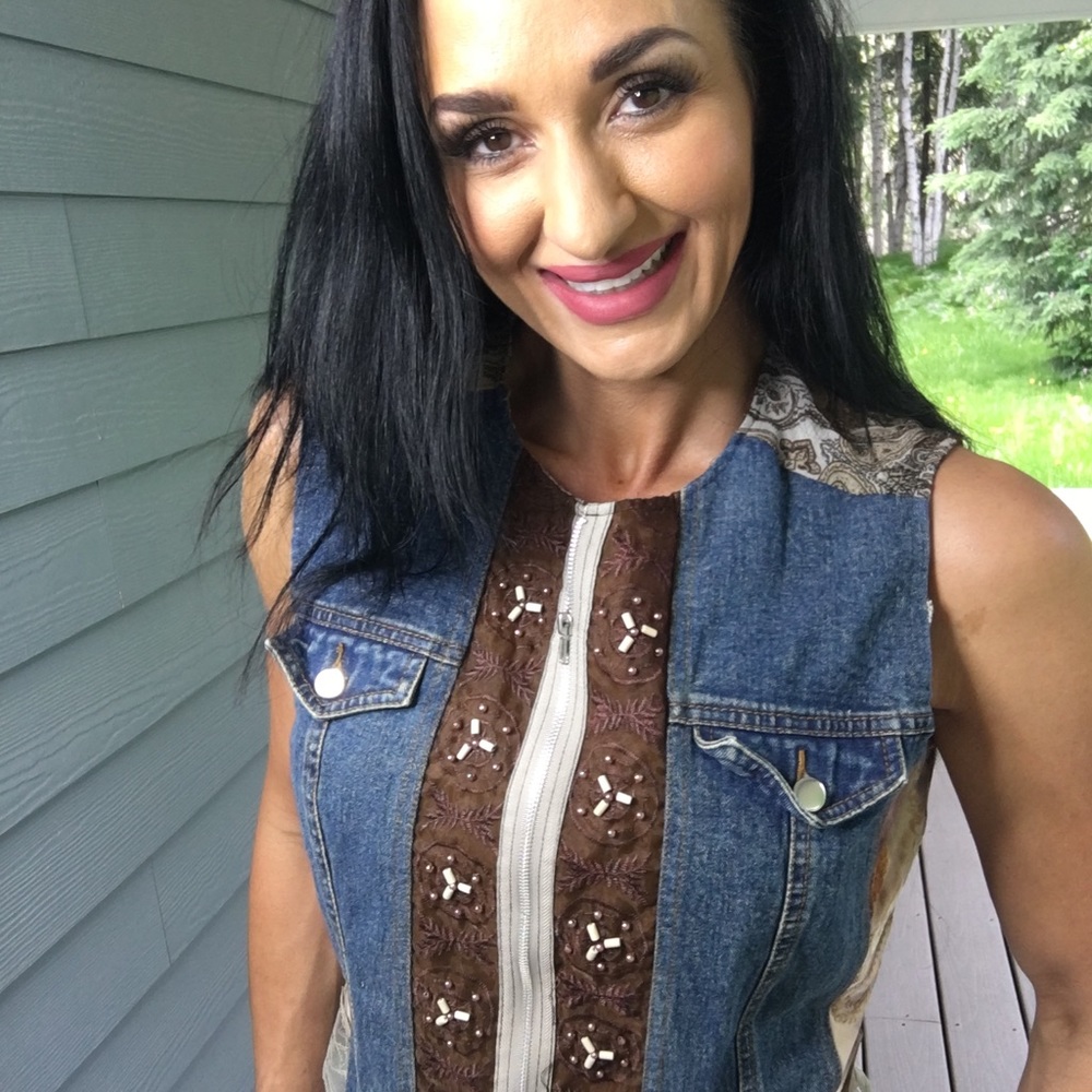 Piano multi panel denim vest